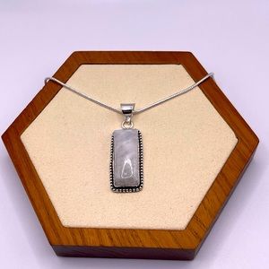 Rainbow Moonstone Silver Necklace